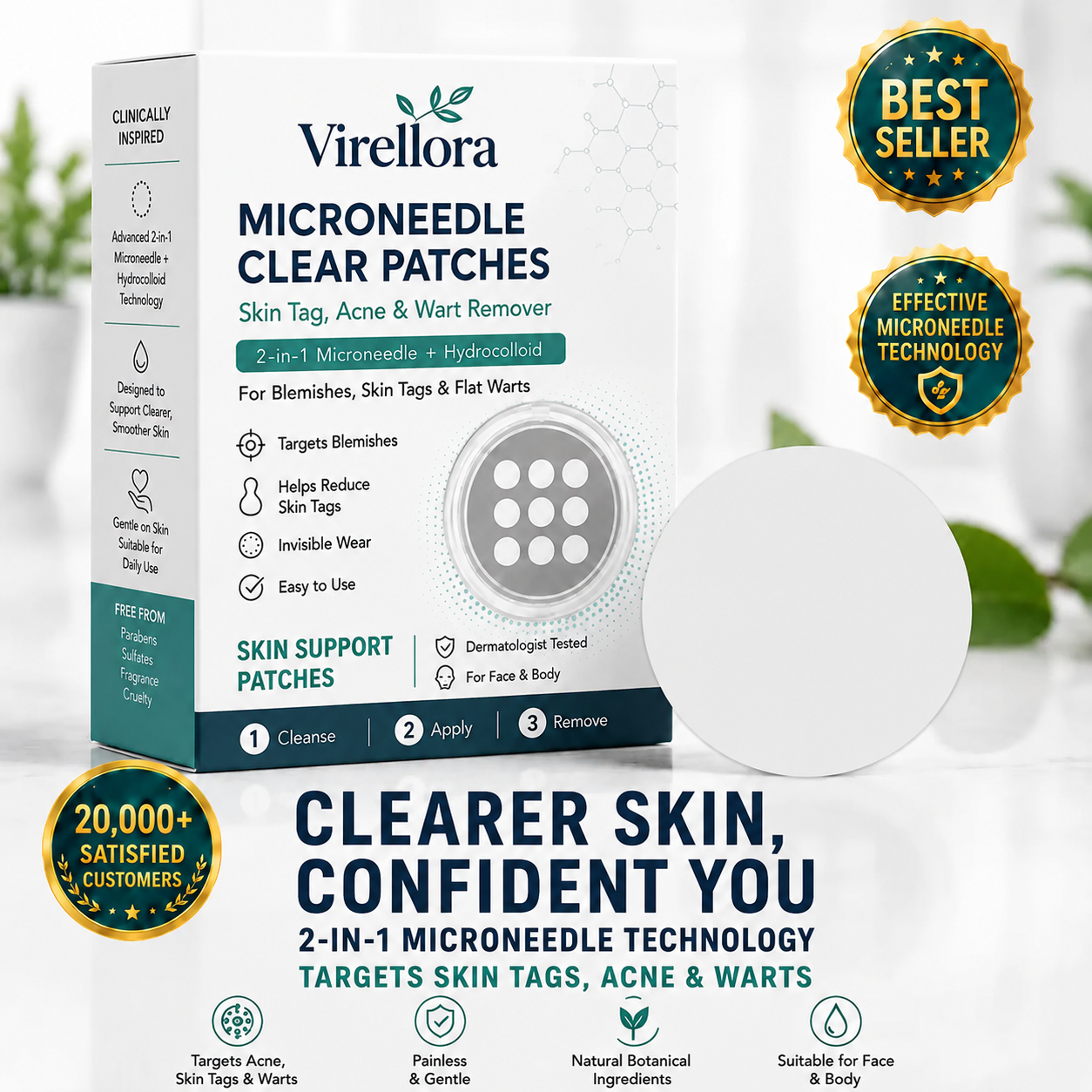 ✨Virellora®2-in-1 Microneedle & Hydrocolloid Patch
